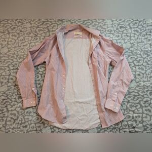 Michael Kors Men's Pink and White Striped Button Down Shirt